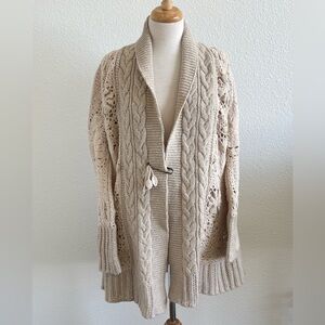 Anthropologie Angel of the North Hand Crochet Cardigan Sweater Sz S Boho Cottage
